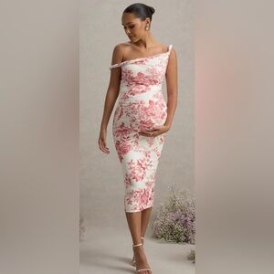 Pink and white floral Maternity Dress